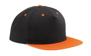 Beechfield 5-panel snapback with contrast colour in Black/Orange, voorkant