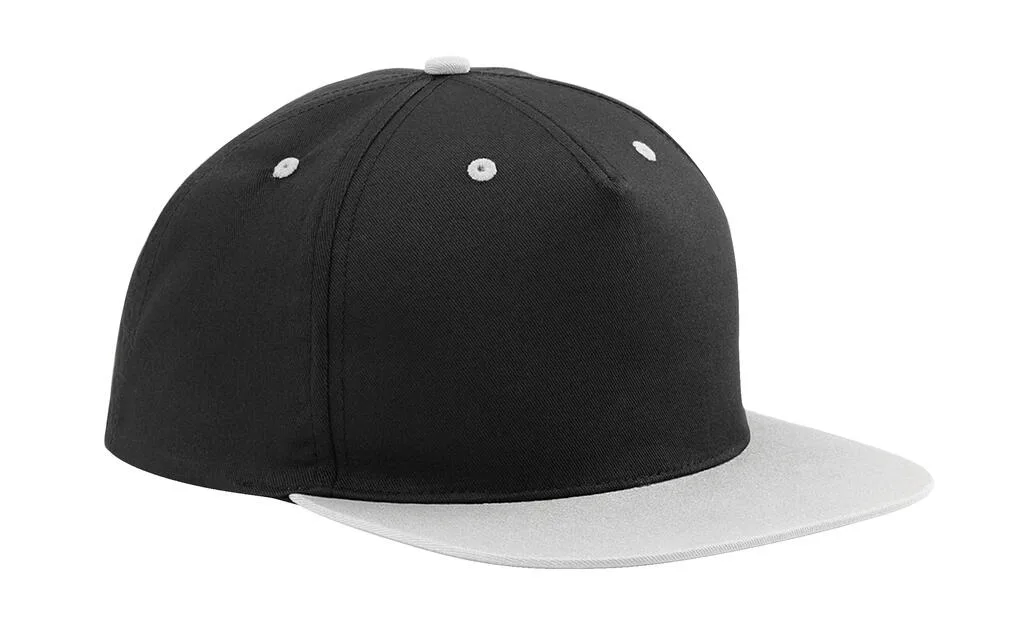 Beechfield 5-panel snapback with contrast colour in Black/Grey, voorkant – te bedrukken met jouw logo of tekst