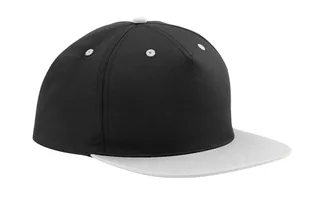 Beechfield 5-panel snapback with contrast colour in Black/Grey, voorkant