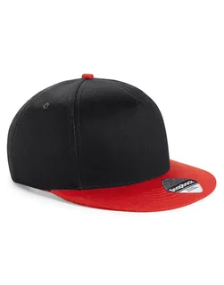 Beechfield Kinder snapback in Black/Bright Red, voorkant