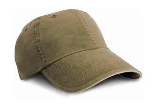 Result Headwear Fine cotton twill cap in Olive/Stone, voorkant