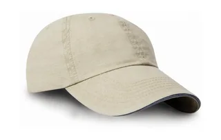 Result Headwear Fine cotton twill cap in Putty/Navy, voorkant