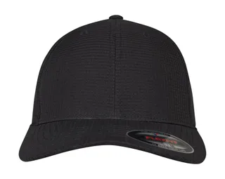 Flexfit Hydro-Grid stretchpet in Black, voorkant