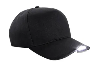 Beechfield Cap with LED light in Black, voorkant