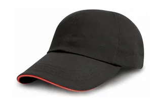 Result Headwear Drill-pet van geborsteld katoen in Black/Red, voorkant