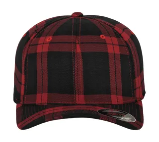 Flexfit Pet met tartanruit in Black/Red, voorkant