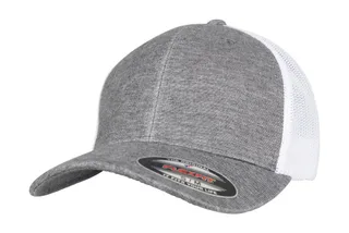 Flexfit Retro melange trucker cap in Heather Grey/White, voorkant