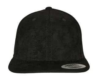 Flexfit Suede Leather Snapback in Black, voorkant