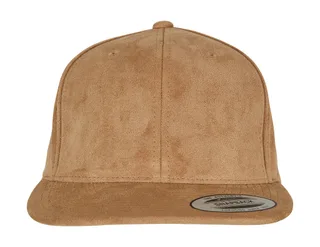 Flexfit Suede Leather Snapback in Khaki, voorkant
