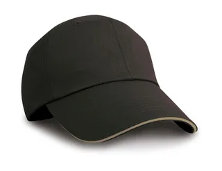 Result Headwear Herringbone cap in Black/Tan, voorkant