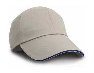 Result Headwear Herringbone cap in Tan/Navy, voorkant