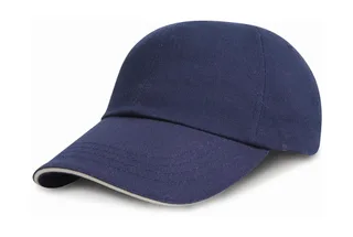 Result Headwear Kinderpet van geborsteld katoen in Navy/White, voorkant