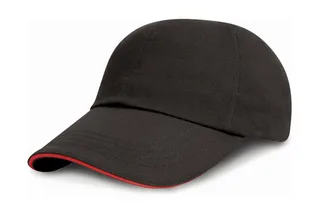 Result Headwear Kinderpet van geborsteld katoen in Black/Red, voorkant