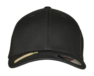 Flexfit Trucker Recycled Mesh in Black/Black, voorkant