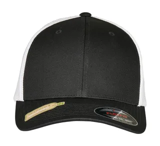 Flexfit Trucker Recycled Mesh in Black/White, voorkant