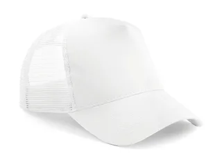 Beechfield Snapback trucker cap in White/White, voorkant