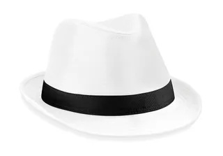 Beechfield Fedora in White/Black, voorkant