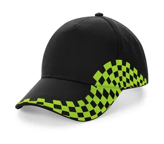 Beechfield Grand Prix pet in Black/Lime Green , voorkant