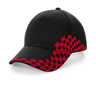 Beechfield Grand Prix pet in Black/Classic Red, voorkant