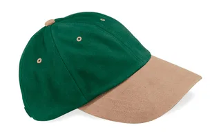 Beechfield Low-profile brushed cotton cap in Forest Green/Taupe, voorkant