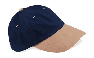 Beechfield Low-profile brushed cotton cap in French Navy/Taupe, voorkant