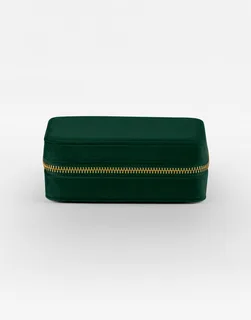 Bagbase Velvet Travel Jewellery Box in Dark Emerald, voorkant