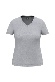 WK. Designed To Work Ecologisch antibacterieel dames-T-shirt met V-hals in Oxford Grey, voorkant
