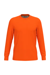 WK. Designed To Work Unisex eco-friendly polycotton long-sleeved t-shirt in Fluorescent Orange, voorkant