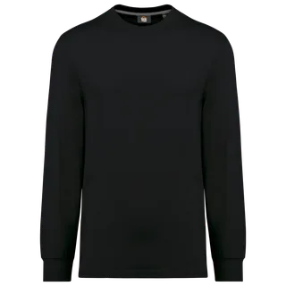 WK. Designed To Work Ecologisch uniseks T-shirt met lange mouwen in Black, voorkant