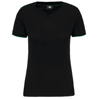 WK. Designed To Work Ladies' short-sleeved Day To Day t-shirt in Black / Kelly Green, voorkant