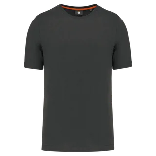 WK. Designed To Work Ecologisch heren T-shirt ronde hals in Dark Grey, voorkant