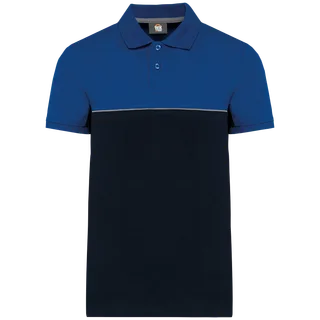 WK. Designed To Work Ecologische uniseks polo met korte mouwen in twee kleuren in Navy / Royal Blue, voorkant