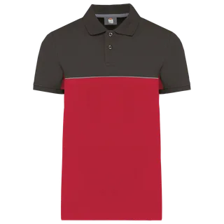 WK. Designed To Work Ecologische uniseks polo met korte mouwen in twee kleuren in Red / Dark Grey, voorkant