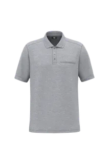 WK. Designed To Work Ecologische polo met borstzakje uniseks in Oxford Grey, voorkant
