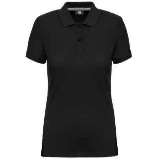 WK. Designed To Work Damespolo korte mouwen in Black, voorkant