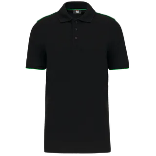 WK. Designed To Work Contrasterende polo Day To Day korte mouwen in Black / Kelly Green, voorkant