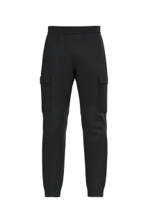 WK. Designed To Work Ecologische heren fleece cargobroek in Black, voorkant