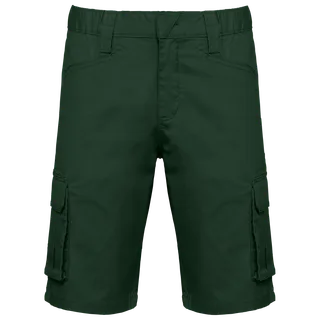 WK. Designed To Work Ecologische heren bermuda met meerdere zakken in Forest Green, voorkant