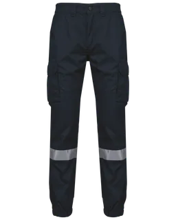 WK. Designed To Work Uniseks Cargobroek uniseks met elastische boord en reflecterende strook in Navy, voorkant