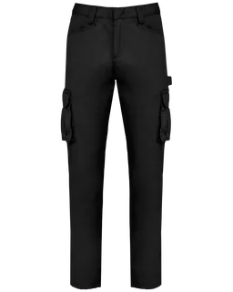 WK. Designed To Work Ecologische herencargobroek in Black, voorkant