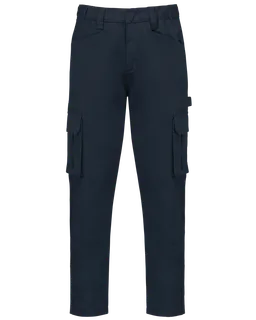 WK. Designed To Work Ecologische herencargobroek in Navy, voorkant