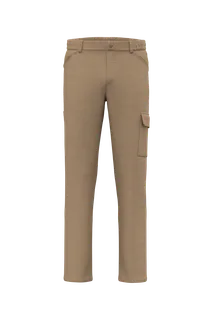 WK. Designed To Work Unisex cotton stretch trousers in Camel, voorkant