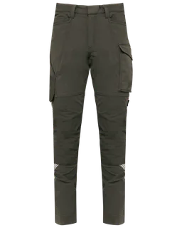 WK. Designed To Work Recycled multi pocket light weight stretch trousers in Dark Khaki, voorkant