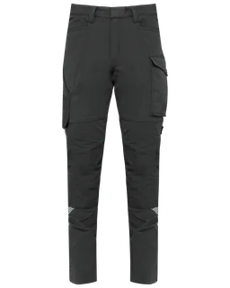 WK. Designed To Work Recycled multi pocket light weight stretch trousers in Dark Grey, voorkant