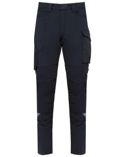 WK. Designed To Work Recycled multi pocket light weight stretch trousers in Navy, voorkant