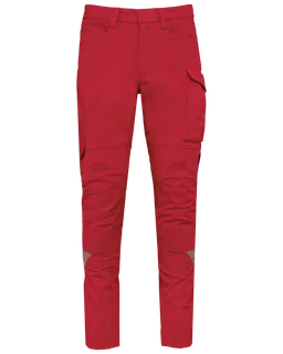 WK. Designed To Work Recycled multi pocket stretch trousers in Red, voorkant