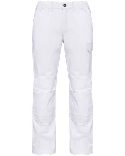 WK. Designed To Work Men’s multi-pocket work trousers in White, voorkant