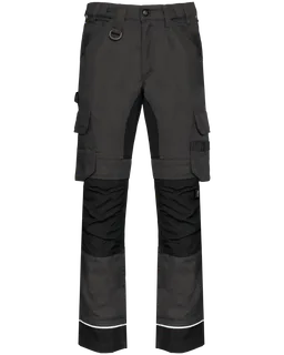 WK. Designed To Work Gerecycled performance heren werkbroek in Dark Grey / Black, voorkant
