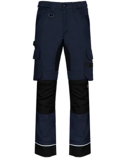 WK. Designed To Work Gerecycled performance heren werkbroek in Navy / Black, voorkant