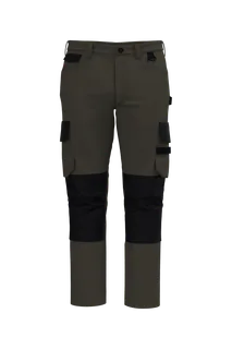 WK. Designed To Work Men’s two-tone work trousers in Dark Khaki / Black, voorkant